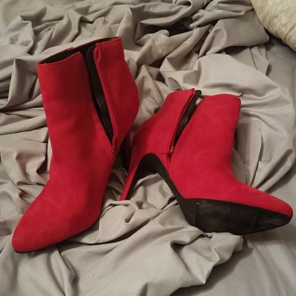 Red ankle boots